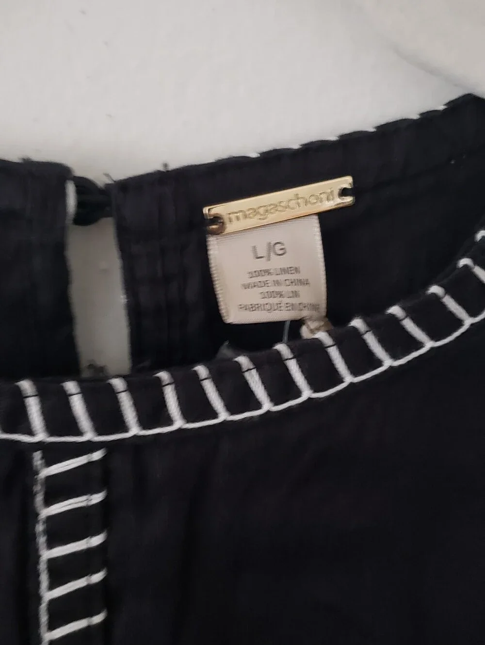 NWT Magaschoni Black 100% Linen 2-Piece Set Crop Top L & Maxi Skirt 10